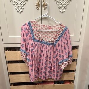 Old Navy Pink and Blue Floral Blouse